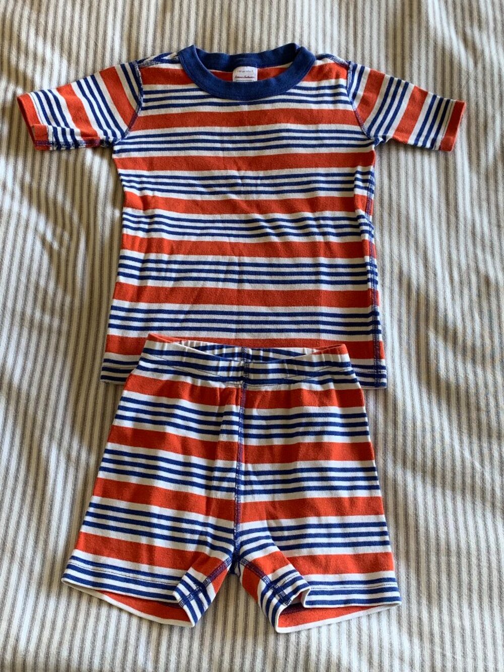Hanna Andersson Organic Cotton Pajama Set Red White Blue Stripes Size 6-7